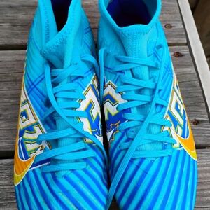 Vibrant Blue Nike Athletic Cleats with Graphic Design